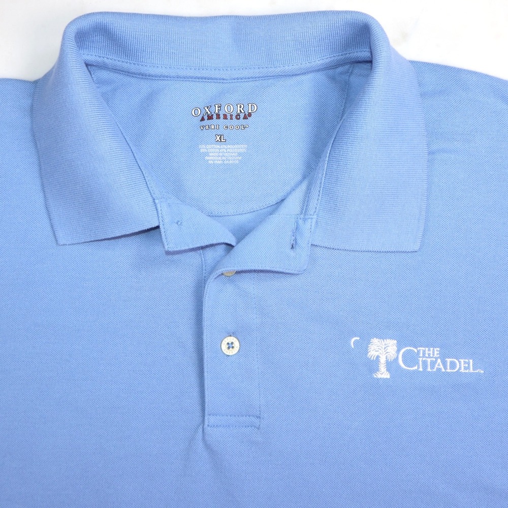 Oxford America The Citadel Polo Shirt Mens XL Blue Short Sleeve Pique